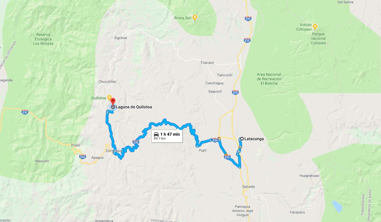Recorrido entre Latacunga y Laguna de Quilotoa