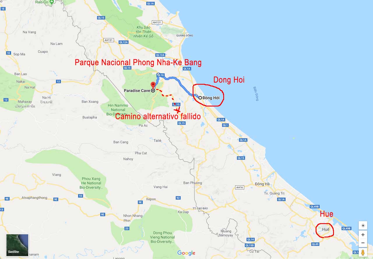 Mapa de como llegar a Paradise Cave