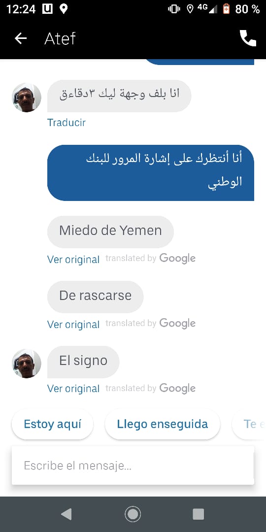 Conversación incoherente con un chofer de El Cairo en la app de Uber