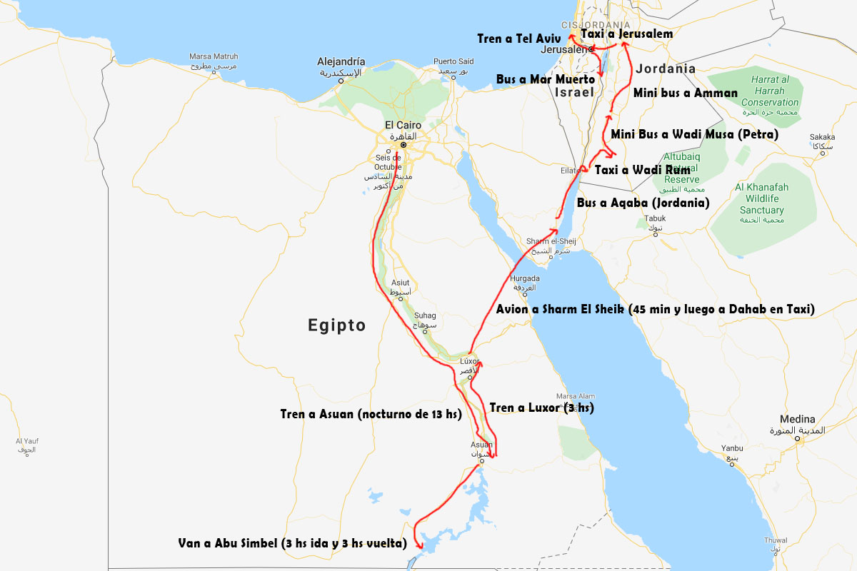 Itinerario de Egipto, Jordania e Israel por libre