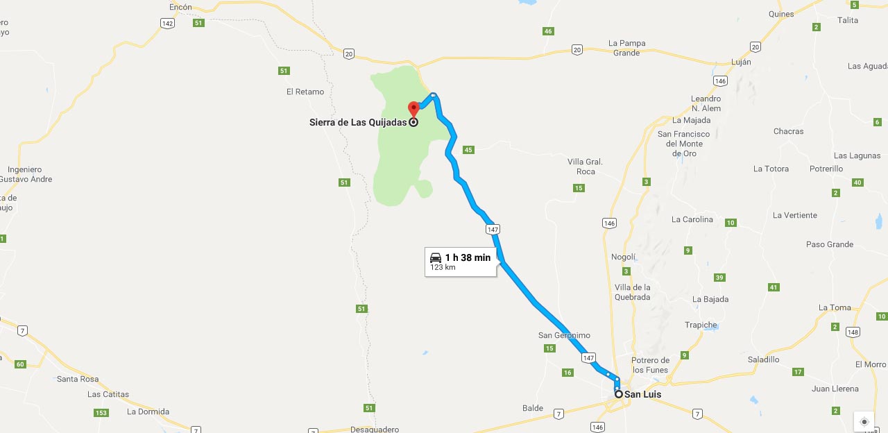 Ruta a Sierra de las Quijadas