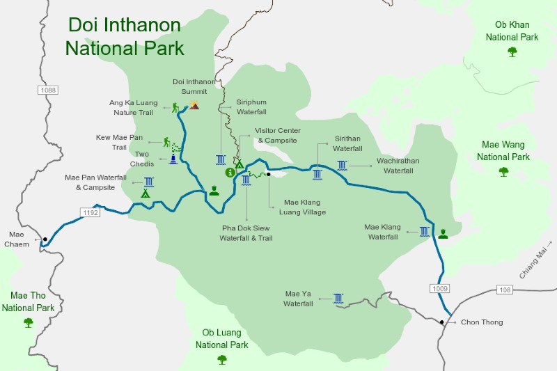 Mapa del Parque Doi Inthanon