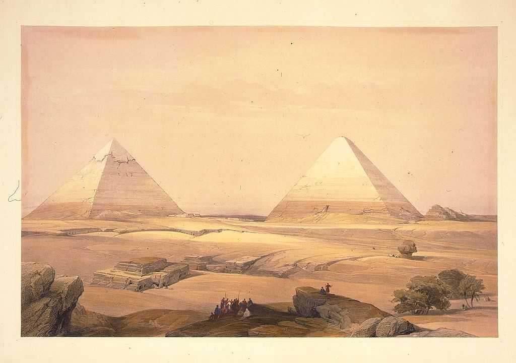 Dibujo antiguo de las Pirámides de Egipto
