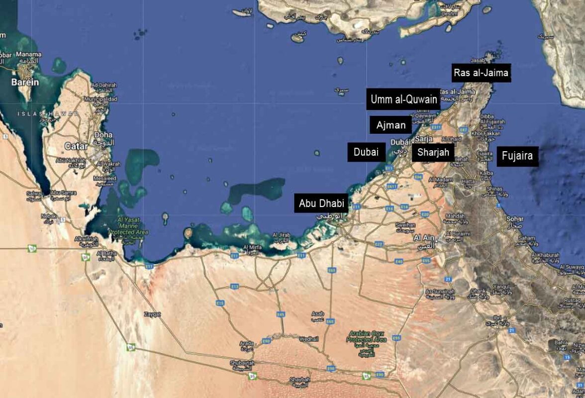 Mapa de los siete emiratos