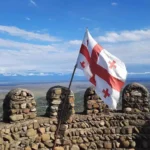 Bandera de Georgia en Sighnaghi