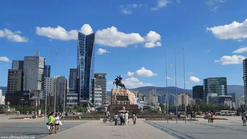 Plaza principal en Ulán Bator, la capital de Mongolia