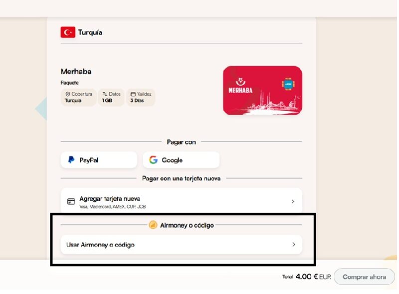 Cuando veas el resumen, selecciona ingresa un código