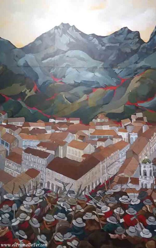 Pintura que retrata la comunidad en Cuenca