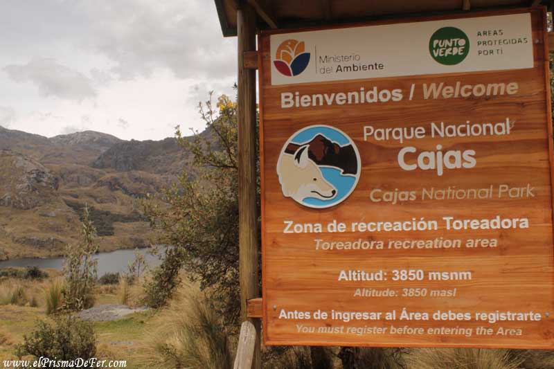 Ingreso al Parque Nacional Cajas, sector Toreadora