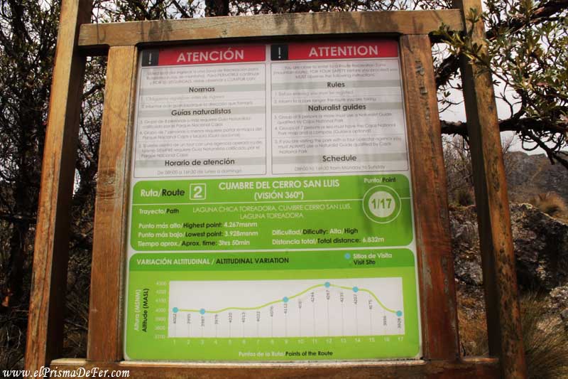 Indicaciones para hacer la ruta de senderismo 2 del Parque Nacional Cajas