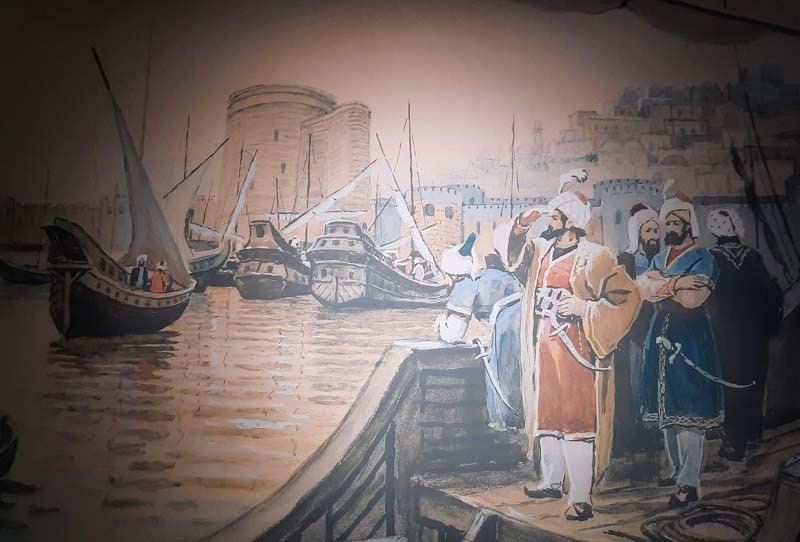 Pintura retratando la edad media de Azerbaiyán - Museo de Baku