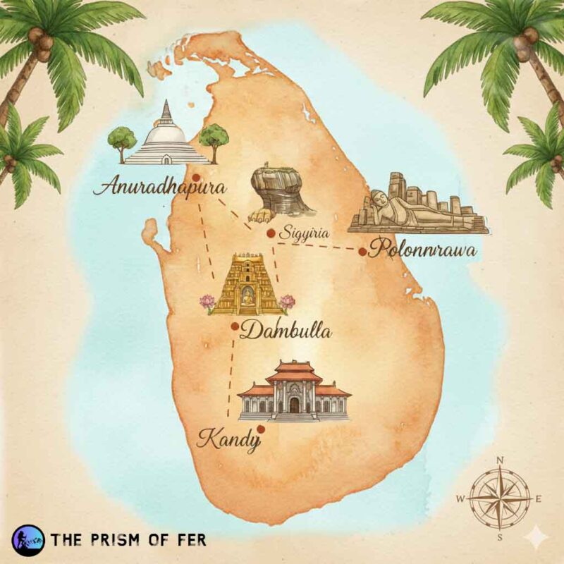 Mapa del triangulo cultural de Sri Lanka