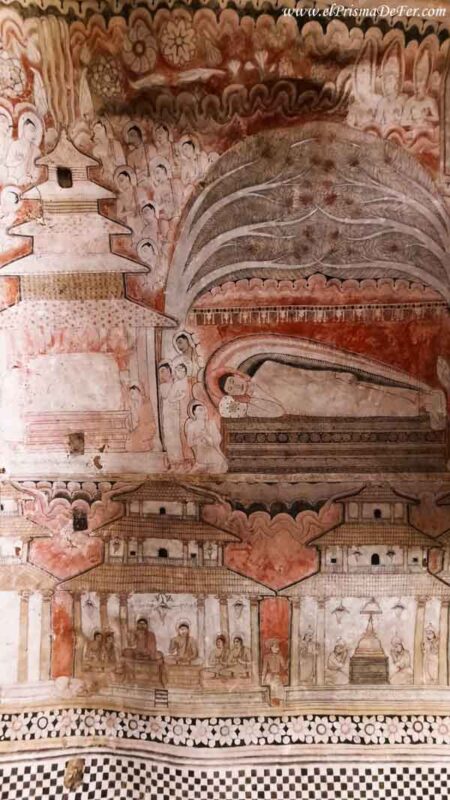 Pinturas en la pared de las cuevas de Dambulla