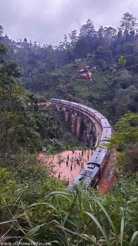 Vista del famoso puente Nine Arch con el tren pasando - Ella