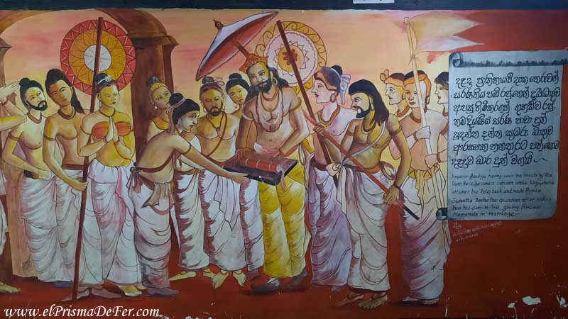 Dibujo mostrando como cuidaban el diente de buda