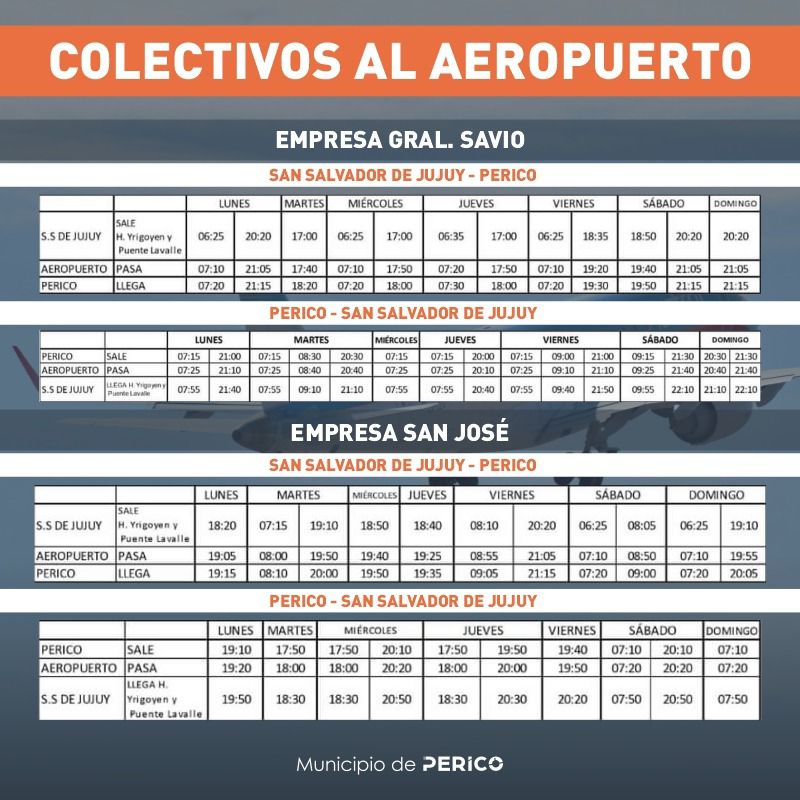 Horario de colectivos al Aeropuerto de Jujuy