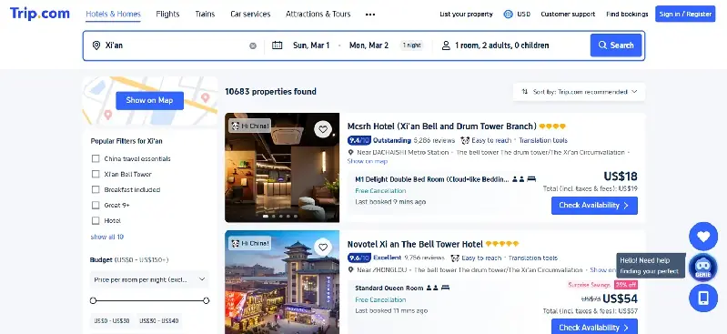 Reservar hoteles con Trip.com