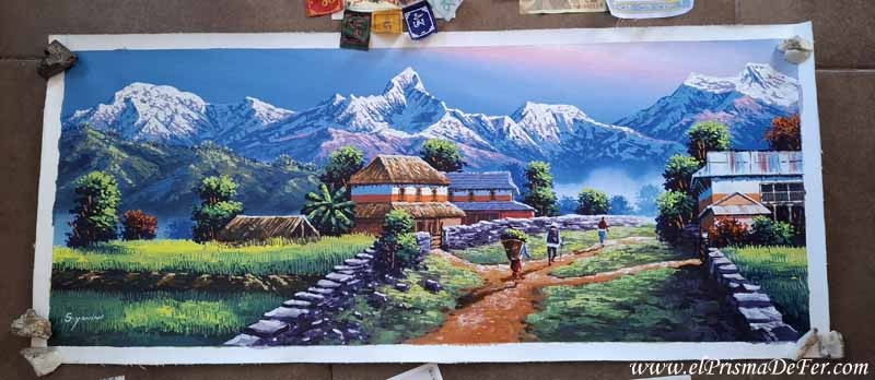 La pintura del Himalaya que me compre en Pokhara