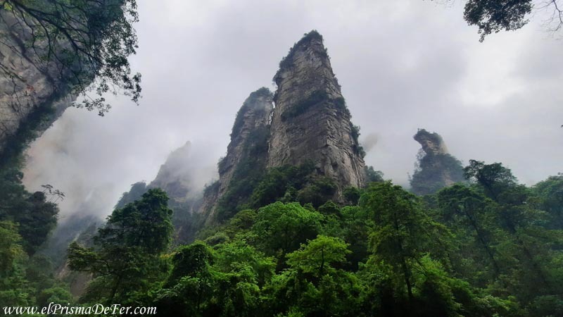 La lluvia, niebla y nubes impidieron vistas claras en Huangshi Village 