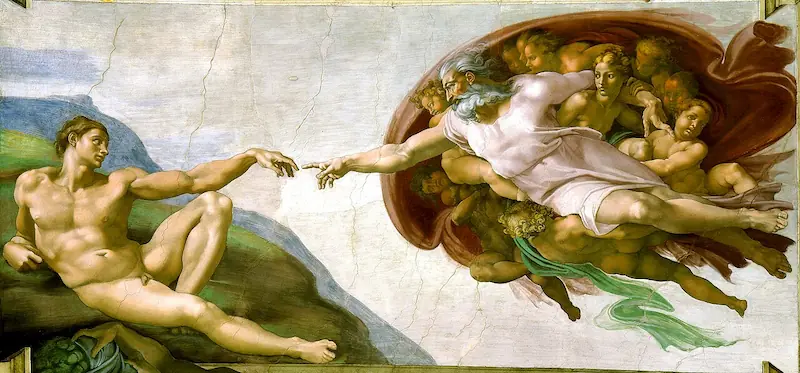 La Creación de Adám de Miguel Angel dentro de La Capilla Sixtina